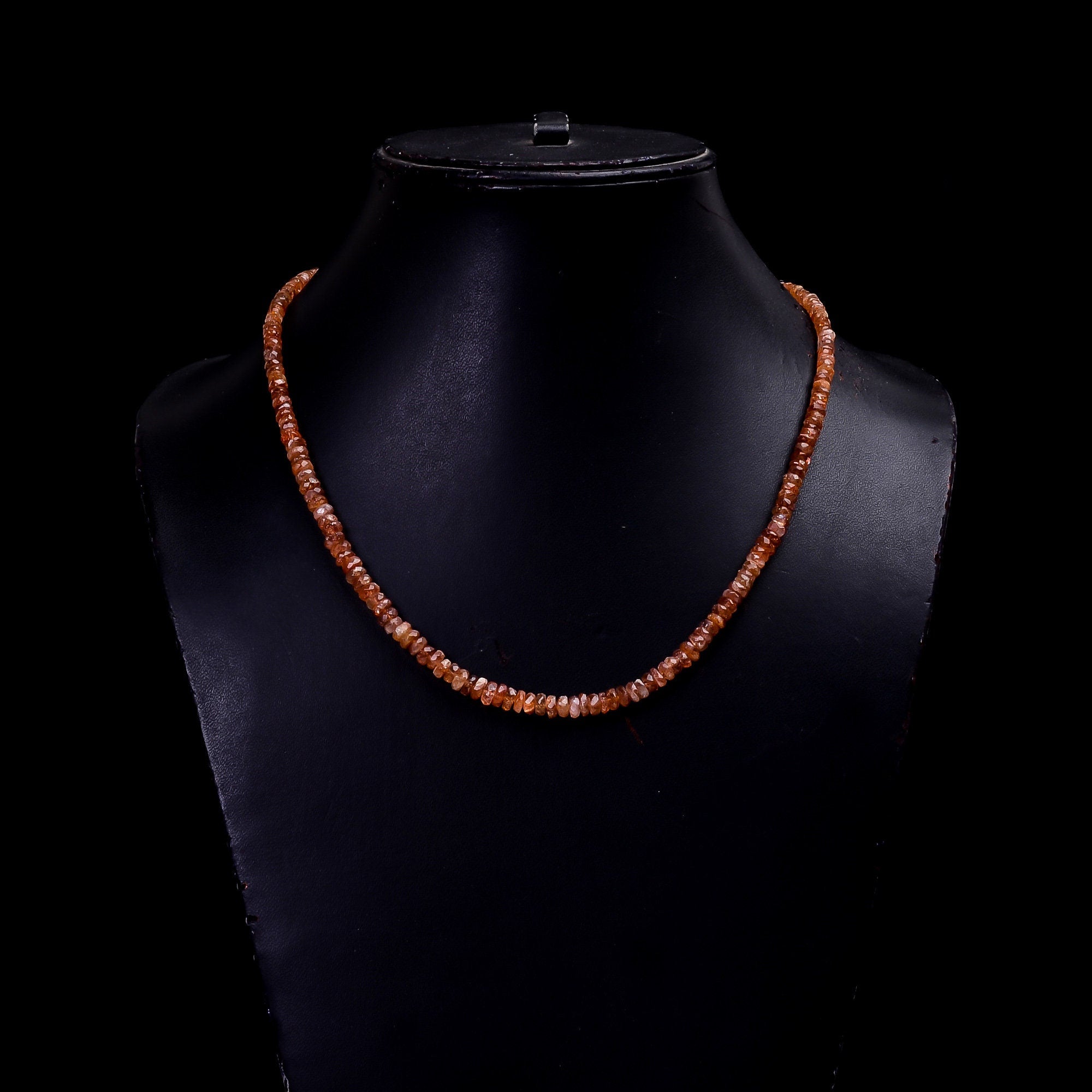 sunstone natural gemstone rondelle shape faceted beads necklace